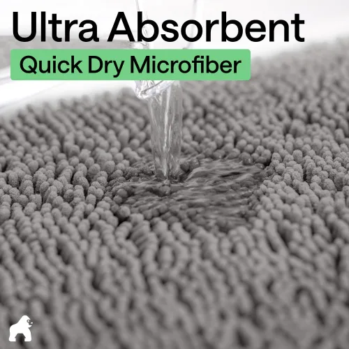 Miniatura 6 de GORILLA GRIP - Juegos de alfombras de baño, juego de 2 alfombras de área de chenilla suave, alfombra base para inodoro y alfombra de 30 x 20, Gris