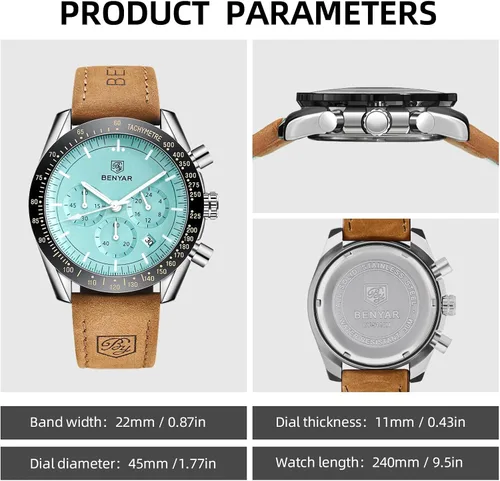 Miniatura 6 de BY BENYAR Reloj de pulsera para hombre Tienda analógico, relojes para hombre, negocios, trabajo, impermeable, cronógrafo, para hombre, moda