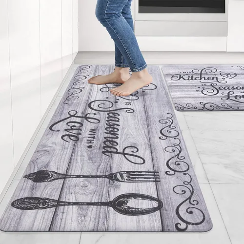 Miniatura 11 de Carvapet Alfombrillas de cocina 2 piezas, alfombras y tapetes antifatiga de manzanas de granja, antideslizantes, acolchados, para cocina, puerta