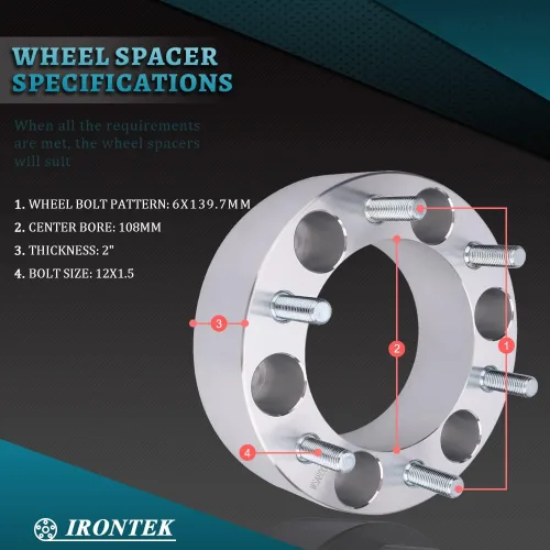 Miniatura 28 de IRONTEK Espaciadores de rueda de 2 pulgadas de 0.236 x 5.315 in para F150 (orificio de cubo de 3.429 in, pernos M14x2) 0.236x5.315 in a 0.236x5.315