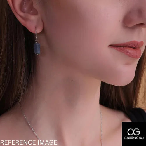 Miniatura 3 de Aretes colgantes de cristal crudo para mujeres y niñas Joyas de piedras preciosas naturales Joyas de piedra natal Plata de ley 925 Aretes