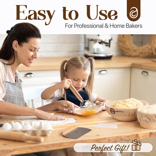 Miniatura 6 de Kit de masa madre con herramientas profesionales para hacer pan - Kit completo para hacer pan de masa madre con bannetons artesanales de 10