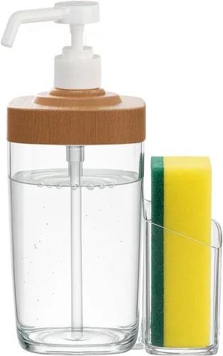 Miniatura 8 de Dispensador de Jabón de Cocina con Soporte para Esponja, Organizador de Jabón para Platos de Gran Capacidad de 800ml, Organizador de Fregadero a