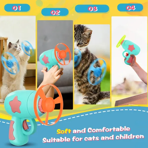 Miniatura 6 de 1 Unidades Divertido Gato Fuera Del Gatito Lanzador Pistas De Gato Platillo Lanzador De Discos Disparo Interior Interactivo Juguete Volador Disco