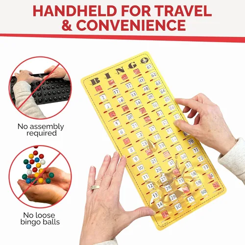 Miniatura 5 de MR CHIPS Tarjeta de bingo principal con punta de dedo a prueba de atascos con ventanas deslizantes Tarjetas de llamadas de cartón grandes