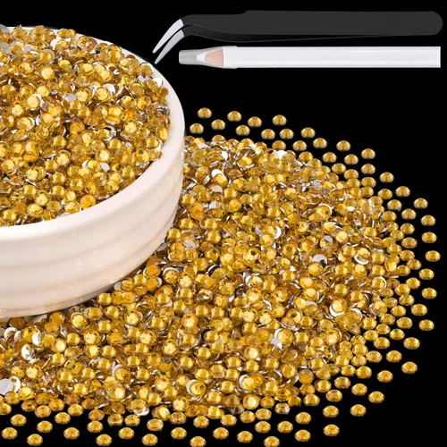 Miniatura 42 de 12000 diamantes de imitación de resina de 0.079 pulgadas a granel para manualidades (transparente), cristales deslumbrantes con parte trasera plana