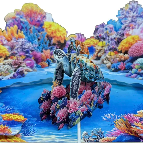 Miniatura 10 de Tarjeta de felicitación desplegable 3D – Tarjeta de pesca hecha a mano con lubina saltarina y lago escénico – Día del Padre, cumpleaños, jubilación
