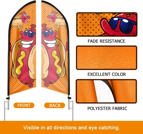 Miniatura 3 de Bandera para perros calientes con poste, pancarta de 11 pies para soportes de perros calientes al aire libre, camiones de comida, restaurantes