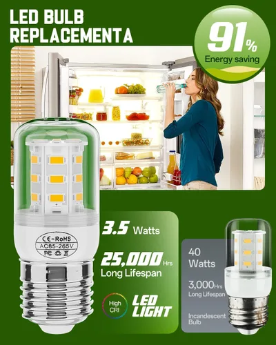 Miniatura 2 de BOGDA Bombilla KEI D34L mejorada para refrigerador 5304511738, bombillas LED para refrigeradores para Frigidaire Kenmore, repuesto de bombilla