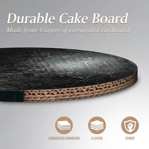Miniatura 3 de Cakebon Tablas redondas para tartas – Tambores resistentes de 1/2 pulgada de grosor – Base profesional de 8 pulgadas para bordes totalmente