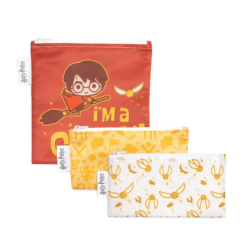 Miniatura 14 de Bumkins - Bolsas reutilizables para snacks, para almuerzo escolar de niños y porciones para adultos, tela lavable, bolsa con cierre de tela