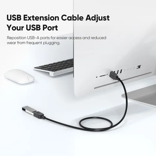 Miniatura 4 de Paquete de 2 cables de extensión USB 3.0, cable extensor USB 3.0 de transferencia de datos de 5 Gbps y carga rápida de 18 W, cables tipo A macho a
