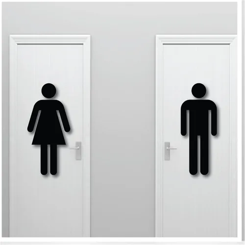 Letrero grande de 20 pulgadas de alto para pared de hombre y mujer, adhesivo fuerte seguro para pared, diseño artístico mural para baño, baño, baño,