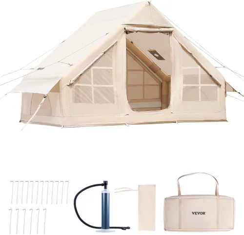 VEVOR Tienda de campaña inflable para camping, tienda inflable de fácil instalación con bomba de mano, tienda de campaña Glamping para 4 estaciones