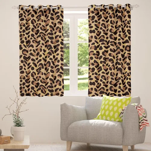 Miniatura 4 de Feelyou Cortinas opacas con estampado de leopardo para dormitorio, sala de estar, safari, cortinas de oscurecimiento de habitación con purpurina