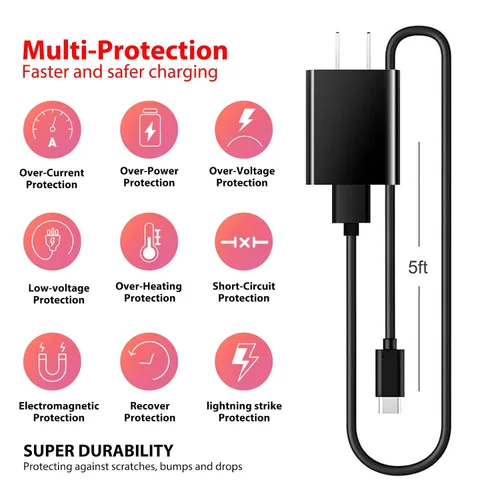 Miniatura 5 de Cargador de pistola de masaje de 5 V 2 A, cable de alimentación USB C compatible con Sportnear Mini, Renpho Mini, Bob y Brad T2 C2 Q2, Medcursor