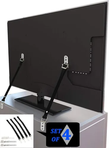 Correas de TV ajustables antipuntas, seguridad para pantalla plana, anclaje de metal de doble cable resistente para protección de bebés y mascotas,