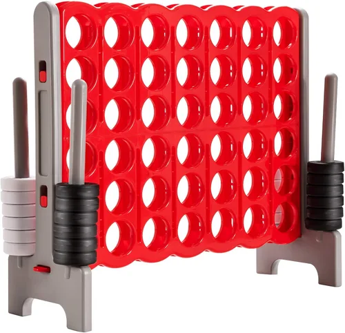 Miniatura 8 de ARLIME Juego gigante gigante de 4 en punta, juegos de patio trasero para niños y adultos, 4 en una fila con palanca de liberación rápida, 42 anillos