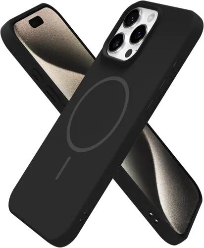 Miniatura 96 de oakxco Funda de silicona Mag Safe para iPhone 17 Pro Max, funda magnética delgada y fina compatible con carga inalámbrica MagSafe, bonita funda Negro