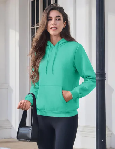 Miniatura 55 de MAGCOMSEN Sudaderas con capucha para mujer, con forro de sherpa, de vellón, para invierno, cálido, pesado, de algodón, con bolsillo