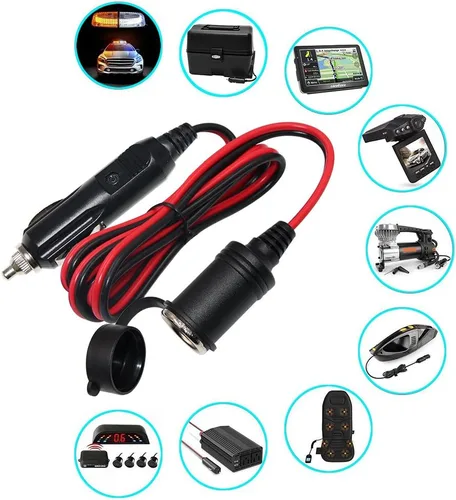 Miniatura 3 de Cable de extensión para encendedor de cigarrillos - Cable de extensión de coche de 6 pies, 12 V, enchufe macho a hembra con luces LED de 16 AWG