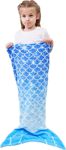 Miniatura 2 de Viviland Manta de cola de sirena – Manta de felpa de sirena para niñas, para todas las estaciones, manta de franela suave para acurrucarse, saco