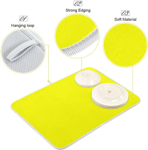 Miniatura 26 de Tapete rojo para secar platos pequeños, accesorios de cocina, tapete escurridor de platos de microfibra, resistente al calor, 16 x 18 pulgadas