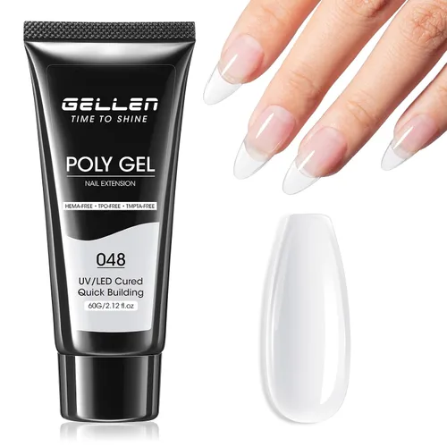 Miniatura 13 de GELLEN Natural Nude - Gel constructor de extensión de uñas de poligel, sin hema, TPO y TMPTA, 2.16 onzas 017 para engrosamiento de uñas de larga