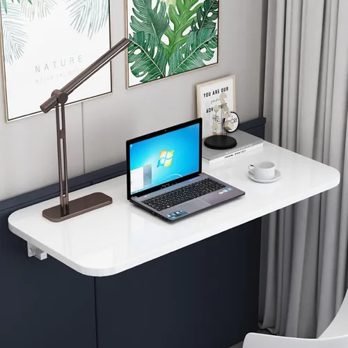 Miniatura 10 de Mesa de montaje en la pared, mesa plegable para oficina en casa, lavandería, garaje, barra de sótano, estudio o cocina, escritorio de pared puede