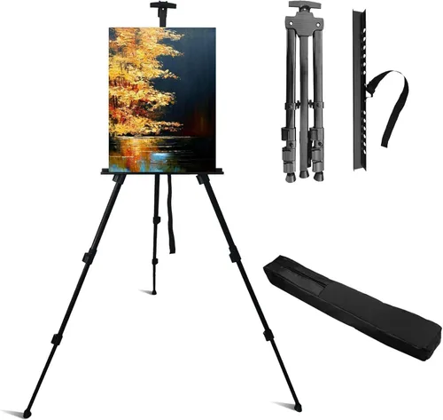 Miniatura 4 de RRFTOK Soporte de caballete para letreros y pintura: caballetes de trípode de metal ajustables para altura de exhibición de 17 a 66 pulgadas