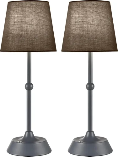 Juego de 2 lámparas de mesa LED inalámbricas, recargable de 6000 mA, lámpara de escritorio gris portátil, lámpara de mesa con control táctil