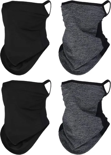 SATINIOR 4 piezas polaina para el cuello con bucles para las orejas, bandana de tela para la cara, máscara para hombres barbudos antideslizantes
