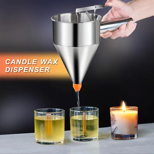 Miniatura 4 de Choxila Dispensador de masa para panqueques de 40 onzas, dispensador de pastel de embudo de acero inoxidable de 4 calibre con soporte, ideal