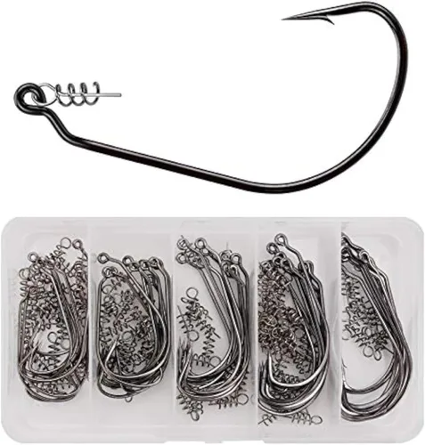 50 unidades de anzuelos de pesca de acero de alto carbono, ganchos agudos y redondos de pesca para señuelos de bagre, cebos, accesorios de pesca de