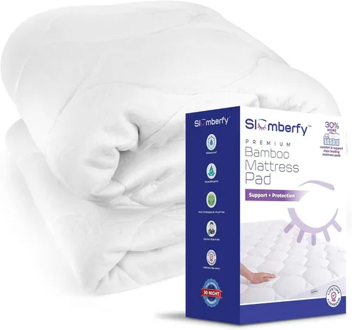 Miniatura 7 de Slumberfy Cubrecolchón de tamaño matrimonial, viscosa hecha de bambú para aliviar el dolor de espalda, enfriamiento natural para personas que