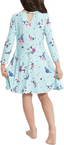 Miniatura 3 de V.&GRIN Vestido de primavera para niñas de 2T a talla 8, manga larga, unicornio, floral, twirly, casual, lindo, vestido para niños, vestidos