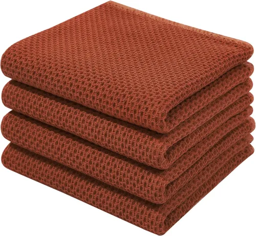 Miniatura 21 de Homaxy Paños de cocina de 100% algodón con tejido de gofre, ultra suaves, absorbentes, de secado rápido, 12 x 12 pulgadas, paquete de 6, amarillo