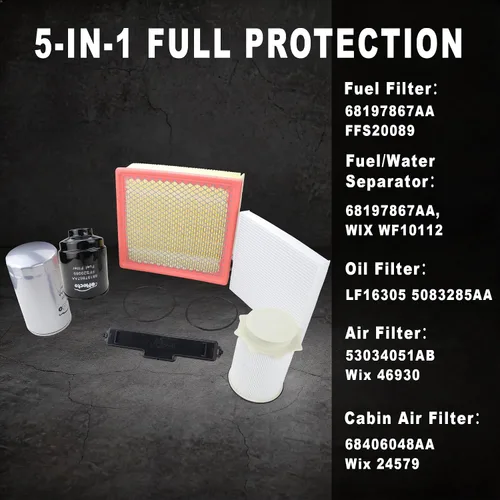 Miniatura 3 de Flecto Kit de filtro Cummins de 6.7L compatible con Ram 2500 3500 4500 5500 2013-2018 Reemplaza 68157291AA 68197867AA 53034051AB 5083285AA