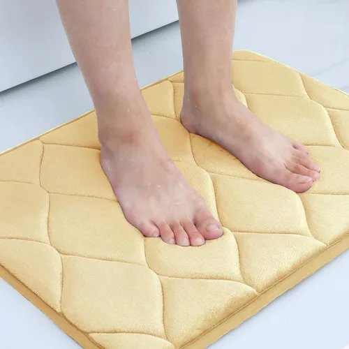 Miniatura 7 de Colorxy Alfombras de baño de espuma viscoelástica, absorbentes de agua, supersuaves, antideslizantes, lavables, diseño de Ogee, juego de 3, Beige