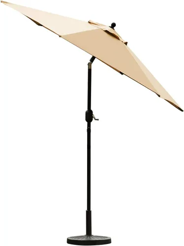 Miniatura 2 de Sombrilla Sunnyglade para patio, 7.5 pies, con botón de inclinación, manivela, 6 varillas (color canela)