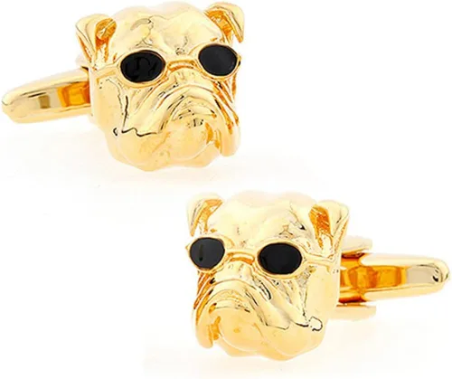 Gemelos de Bulldog con diseño de animales británicos de la cultura inglesa y perros dorados fríos y gafas 3D