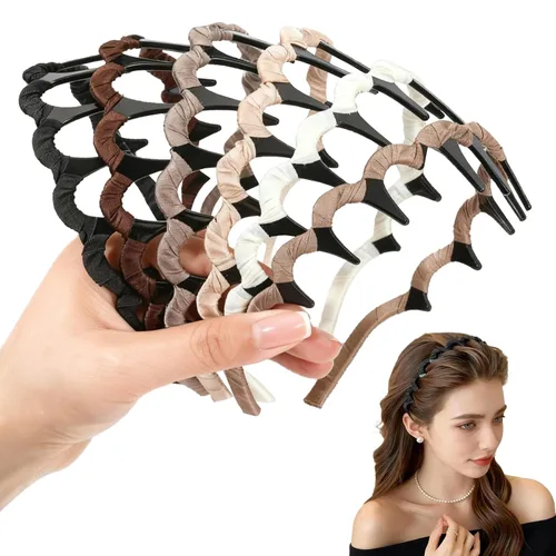 Auseibeely 6 diademas en zigzag para mujer, diadema ondulada antideslizante con dientes, diadema de plástico en forma de U para niñas, adolescentes