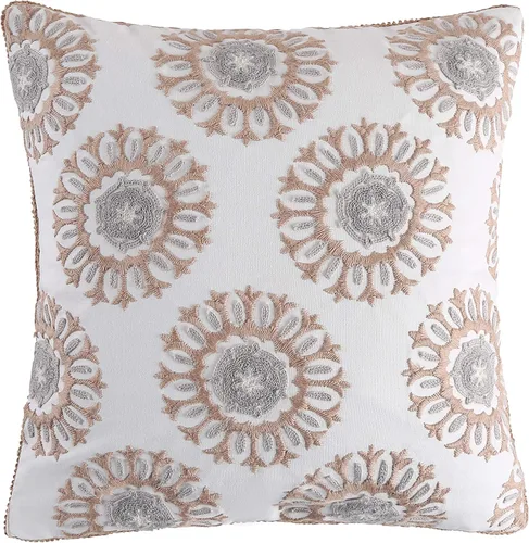 Levtex Home - Nacala - Almohada Decorativa (18X18in) - Mini Medallones - Gris Topo, Gris y Blanco