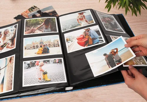 Miniatura 5 de RECUTMS Álbum de fotos con cubierta de cuero, 600 bolsillos, para fotos de 4 x 6 pulgadas, 5 por página, regalo del día de San Valentín, álbum