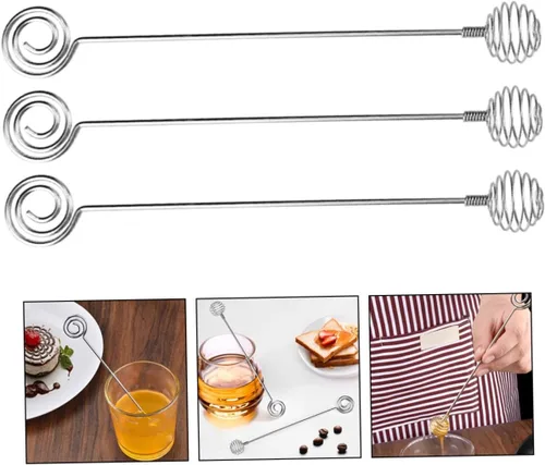 Miniatura 9 de Agitador de miel de acero inoxidable de grado alimenticio con asas cómodas para cócteles, cucharas de miel, palitos de agitación de mermelada, 3 uds