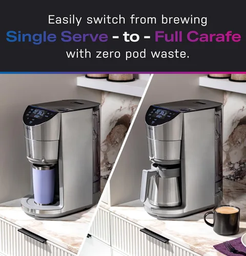Miniatura 5 de GE Profile Smart Grind & Brew - Cafetera con Servicio Individual sin Cápsulas, Depósito de Agua de 90 oz, Jarra Térmica de 10 Tazas, Control de Voz