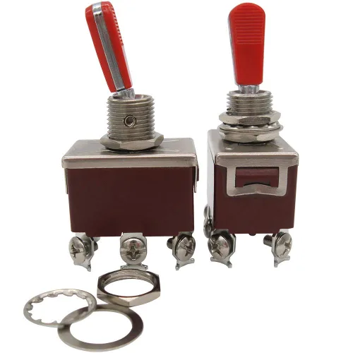 Miniatura 2 de mxuteuk Interruptor de palanca basculante de servicio pesado, 2 unidades, 15A, 250V, DPDT, interruptor de encendido/encendido con 2 PC rojas, mango