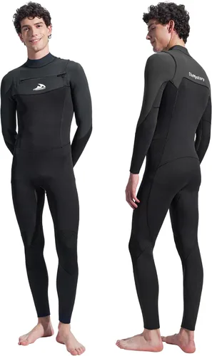 Miniatura 9 de Trajes de neopreno para hombres y mujeres, pecho trasero con cremallera frontal, 0.157 pulgadas (3/0.079 in), trajes húmedos de cuerpo completo