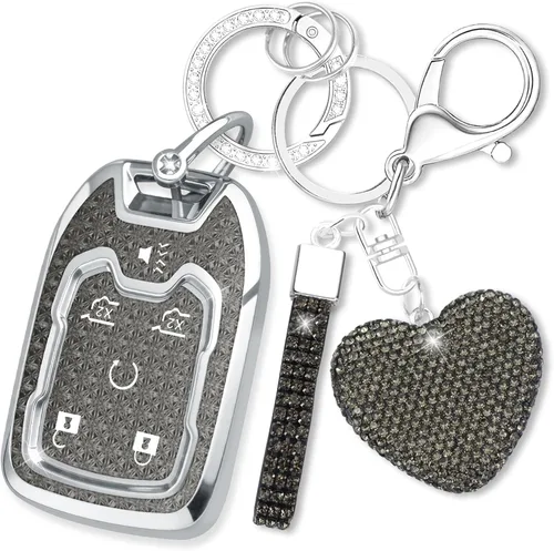 Funda para llavero Simocky con llavero de diamante, compatible con Chevy GMC Yukon/Yukon XL Chevrolet Terrain Acadia Sierra Suburban Tahoe,