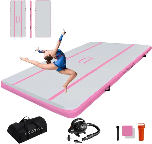 Miniatura 14 de DAIRTRACK Colchoneta inflable de gimnasia de 10/13/16/20 pies para uso doméstico/gimnasio/entrenamiento/animadora/yoga/agua